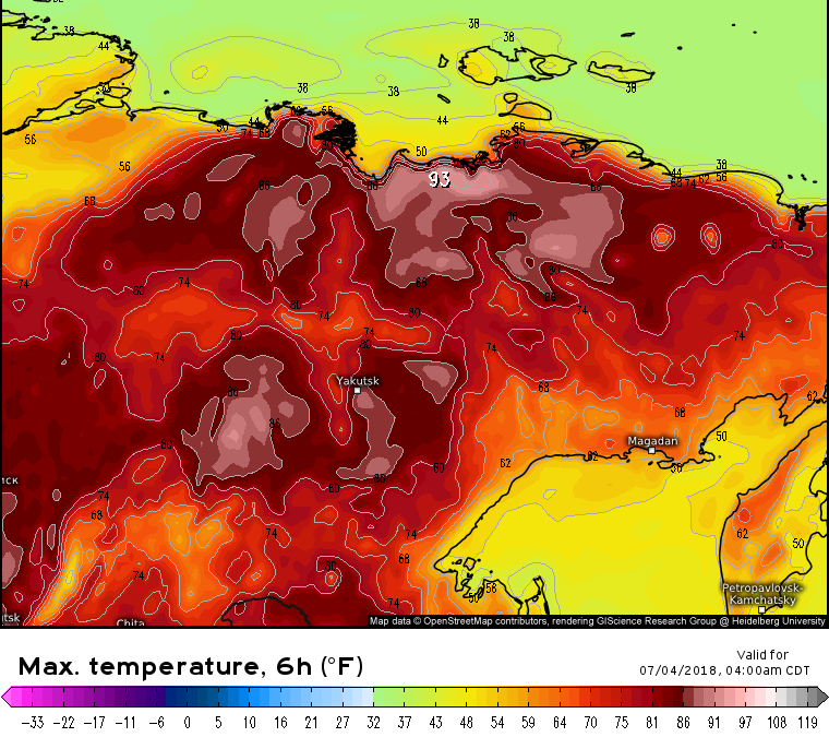 Extreme Heat Event in Northern Siberia and the coastal Arctic Ocean This Week