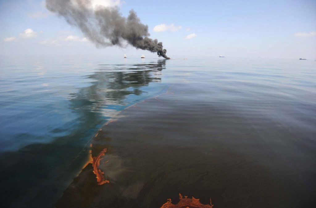 Oil fire in the Gulf of Mexico