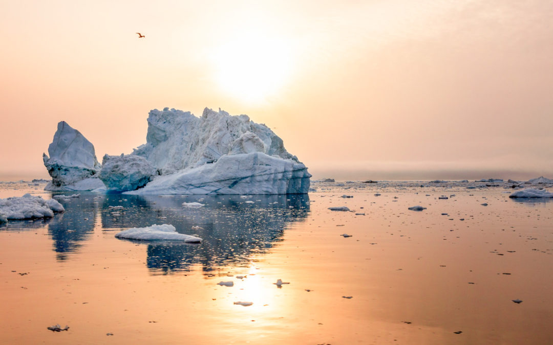 Iceberg in a beautiful sunset